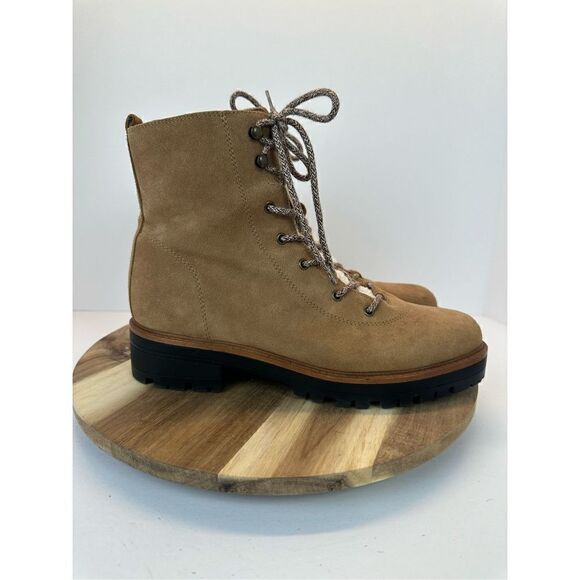 MARC FISHER size 10 IZMA Shearling Hiker Boots Booties Shoes - Picture 2 of 11